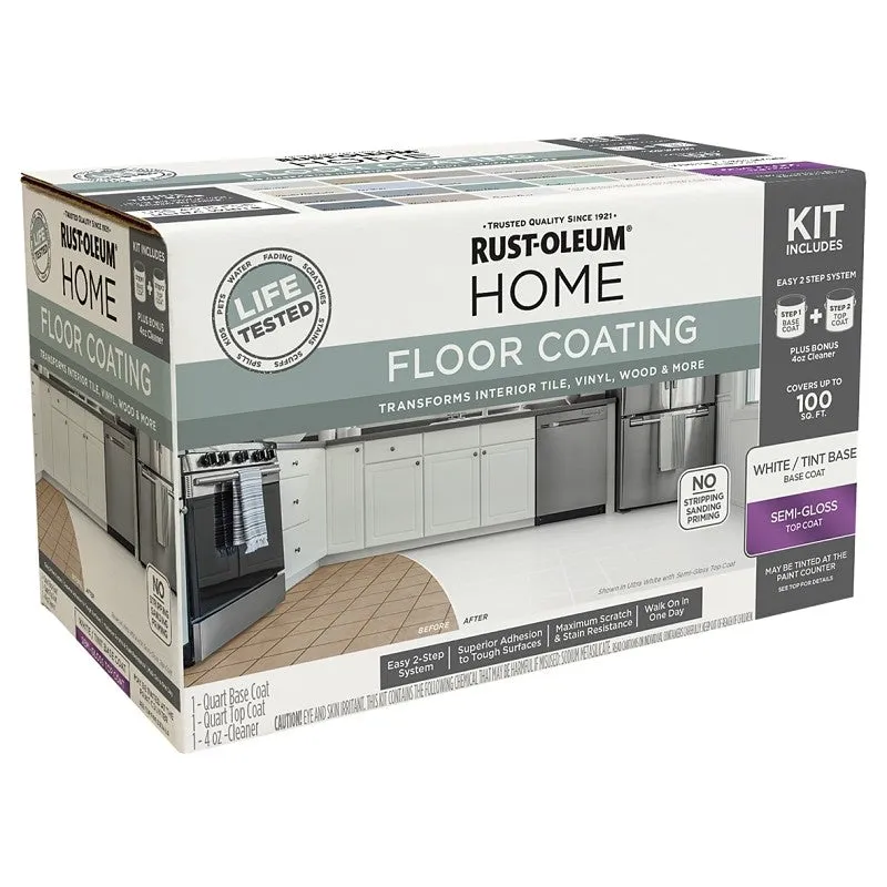 Rust-Oleum 360099 Floor Paint Kit, Water Base, Semi-Gloss (Pack of 2)