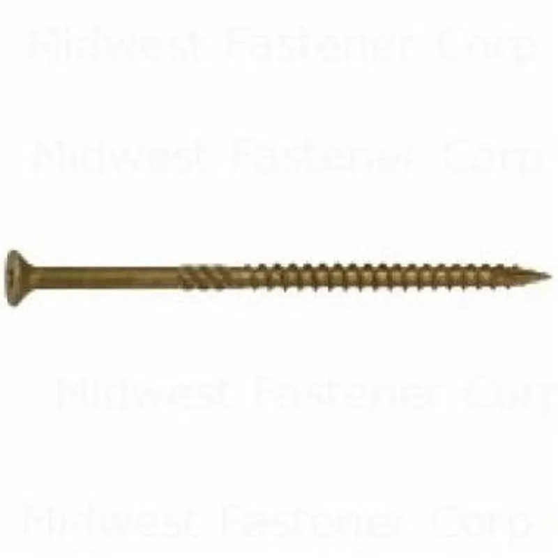 SaberDrive 50757 Deck Screw, #10 Thread, 4 in L, Serrated Thread, Bugle Head, Star Drive, Type 17 Point, Tan, Steel