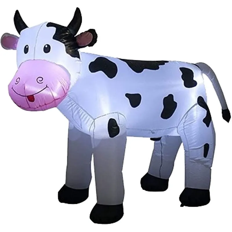 Santas Forest 90812 Inflatable Cow, 5 ft H, Polyester, Black/White