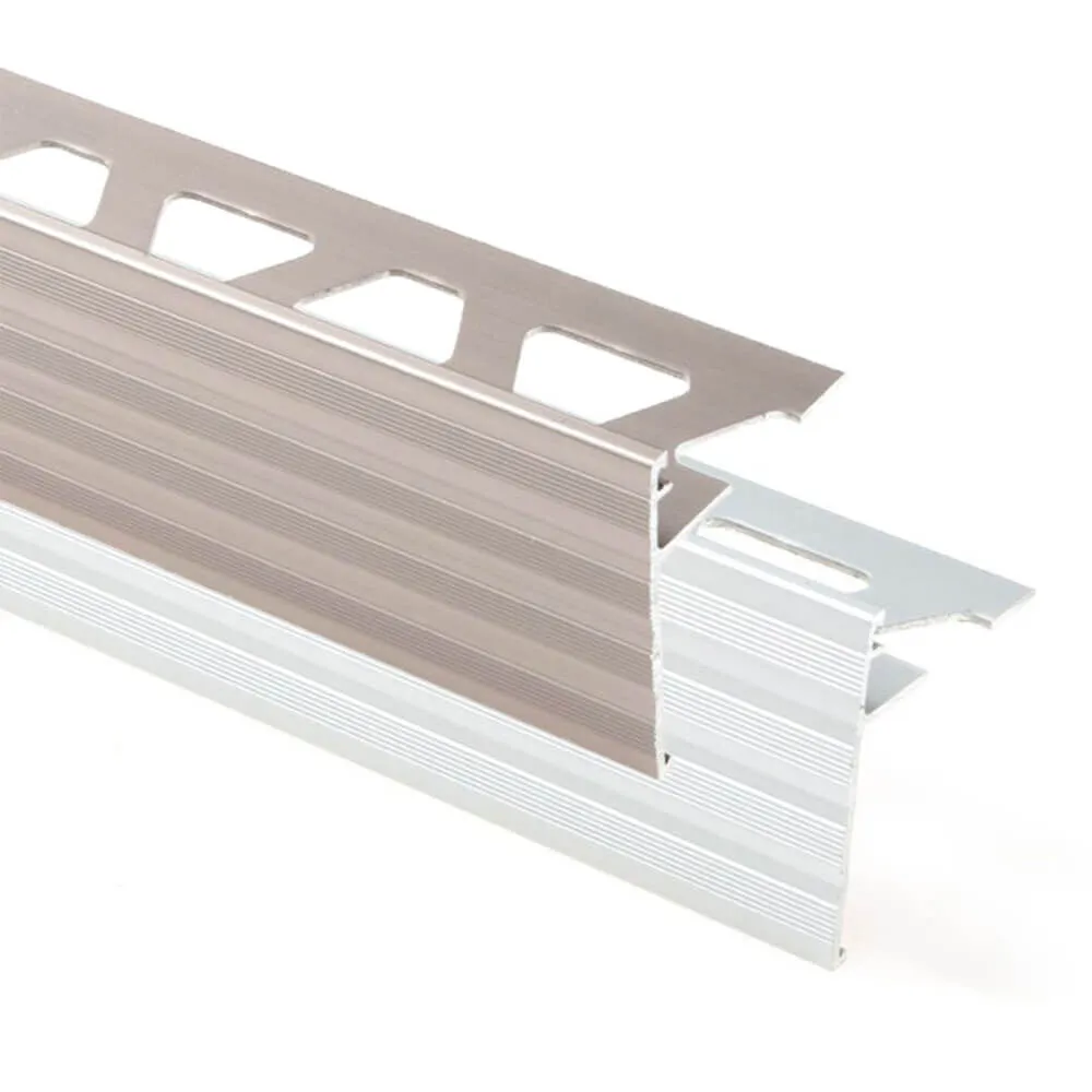 Schluter SCHIENE-STEP Aluminum Stair Nose Tile Edging Trim – 8 ft. 2-1/2 in.