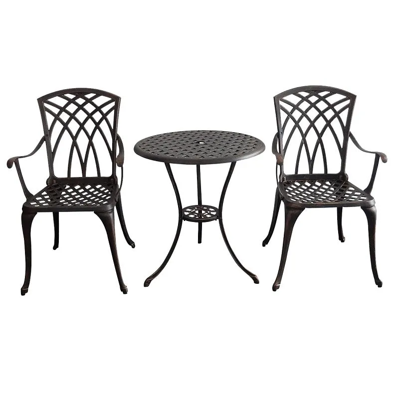 Seasonal Trends IP-XG1022 Bistro Set, KD Construction, 3-Piece, 225 lbs Seating, Aluminum Tabletop, Antique Bronze Seat
