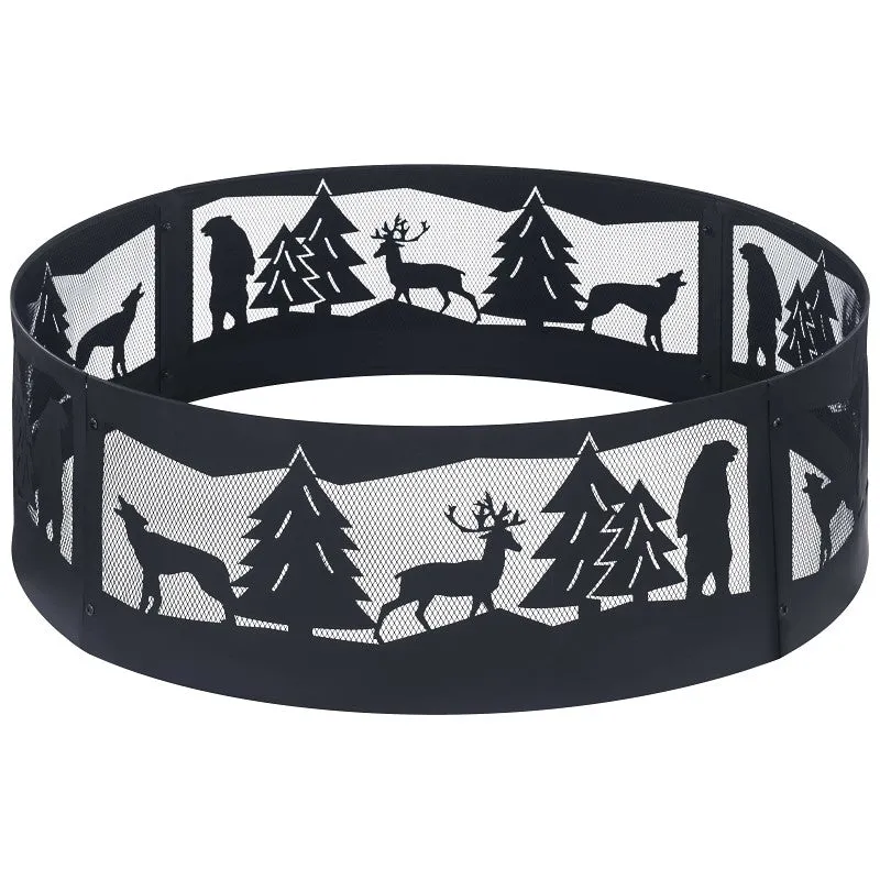 Seasonal Trends KLR-160177 Fire Ring, 36 in Dia, 12 in H, Steel Exterior, Black