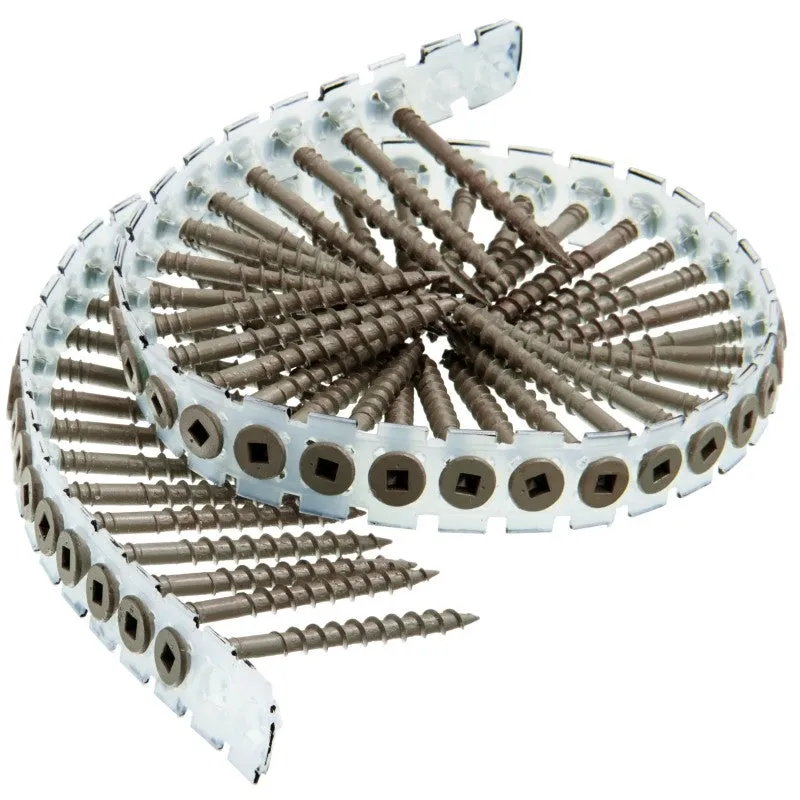 Senco 08D Series 08D200W Deck Screw, Brown, Flat Head, #2 Drive, Steel, Weatherex, 1000/PK