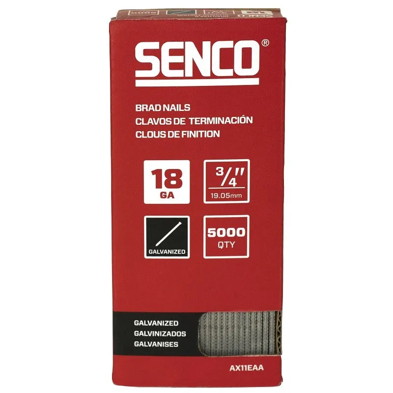 Senco AX11EAA Nail, 3/4 in L, 18, Steel, Electro-Galvanized, Brad, Medium Head, Smooth Shank
