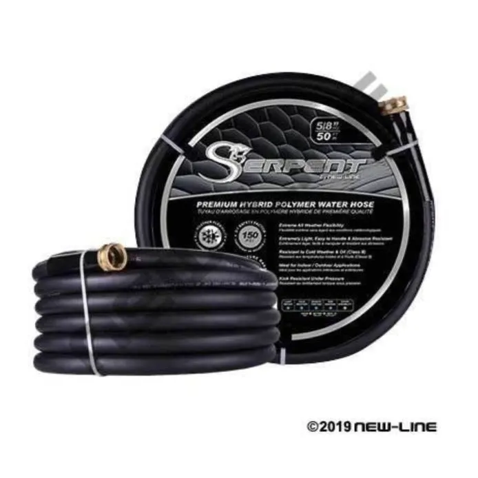 Serpent 5/8 Black GARDEN HOSE 150 PSI with Fittings