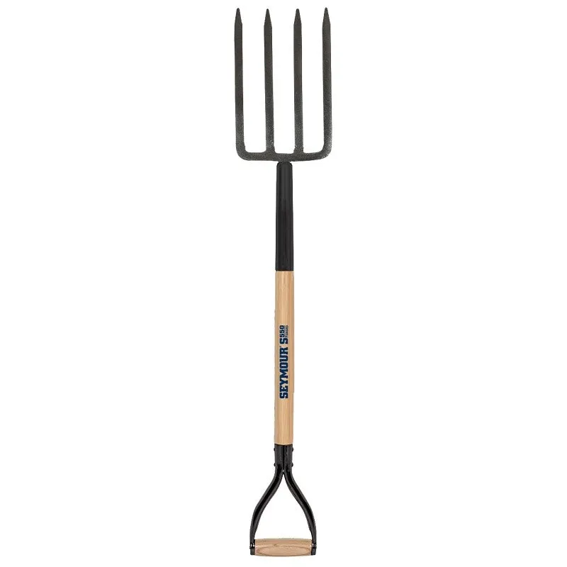 Seymour 49077 Spading Fork, 8 in L Tines, 4-Tine, Steel Tine, Hardwood Handle, 29 in L Handle