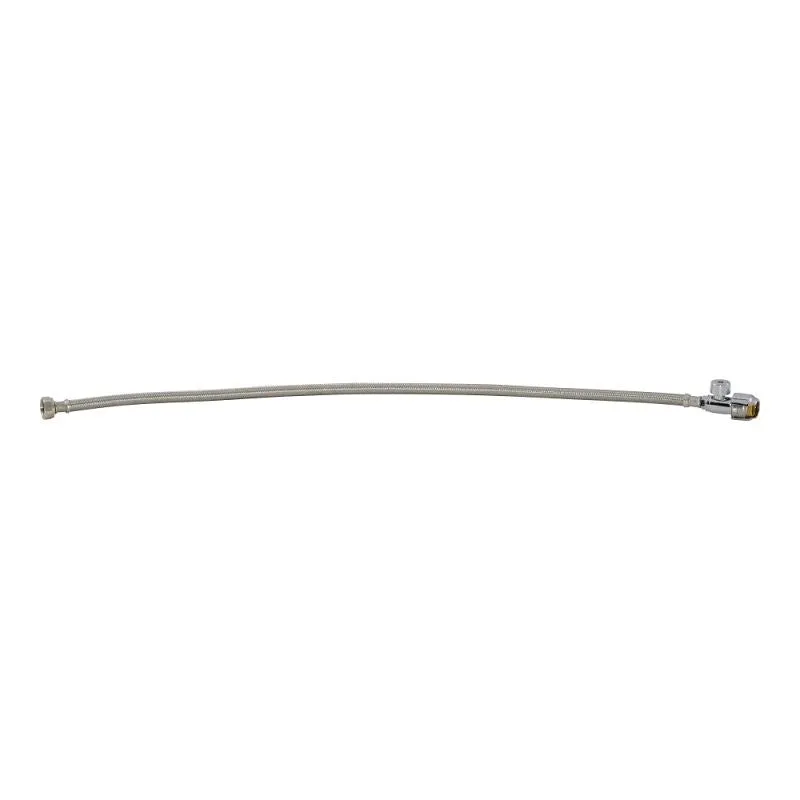 SharkBite UR24687 Braided Faucet Connector with Straight Stop Valve, 1/2 in Inlet, Push-Fit Inlet, 1/2 in Outlet