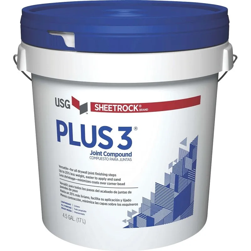 Sheetrock Plus 3 381466048 Joint Compound, Paste, Off-White, 4.5 gal, Pail