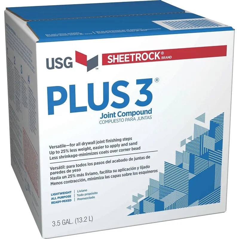 Sheetrock Plus 3 383640064 Joint Compound, Paste, Off-White, 3.5 gal