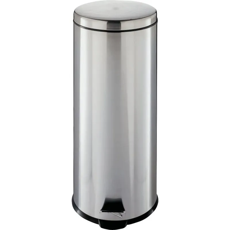 Simple Spaces LYP30F3-3L Trash Can, 7.93 gal Capacity, Plastic/Stainless Steel/Steel, Silver, Flat Lid Closure (Pack of 2)