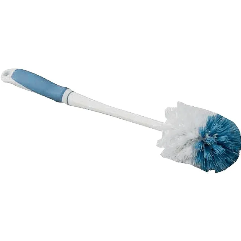 Simple Spaces YB88063L Toilet Bowl Brush, 1 in L Trim, PP/PVC Bristle, Blue/White Bristle, 3 in W Brush, 15 in OAL