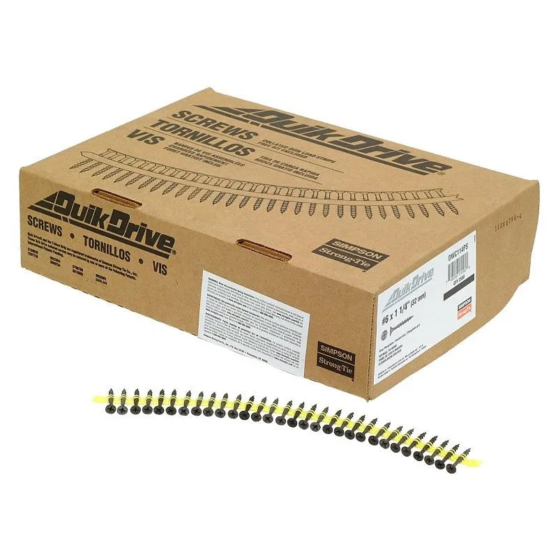 Simpson Strong-Tie DWC DWC114PS Screw, #6 Thread, 1-1/4 in L, Bugle Head, #2 Drive, Steel, Gray Phosphate