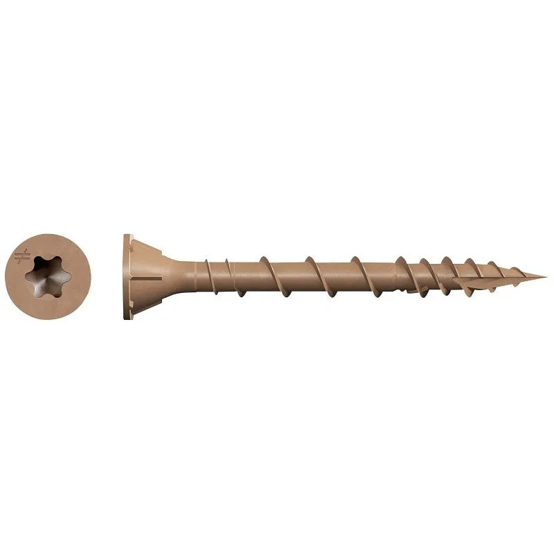 Simpson Strong-Tie Deck-Drive DSVT DSVT114R5LB Deck Screw, #8 Thread, 1-1/4 in L, Variable Thread, Ribbed Flat Head