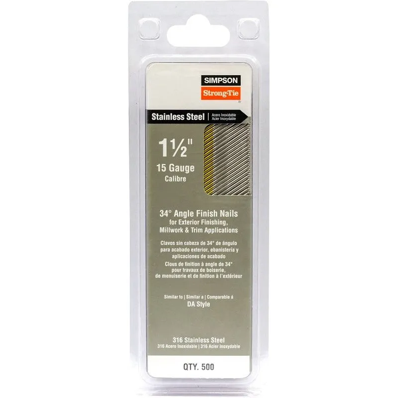 Simpson Strong-Tie T15N150SFB Series Finishing Nail, Tape Collation, 4D, 1-1/2 in L, 15 ga Gauge, 0.128 in Head Size