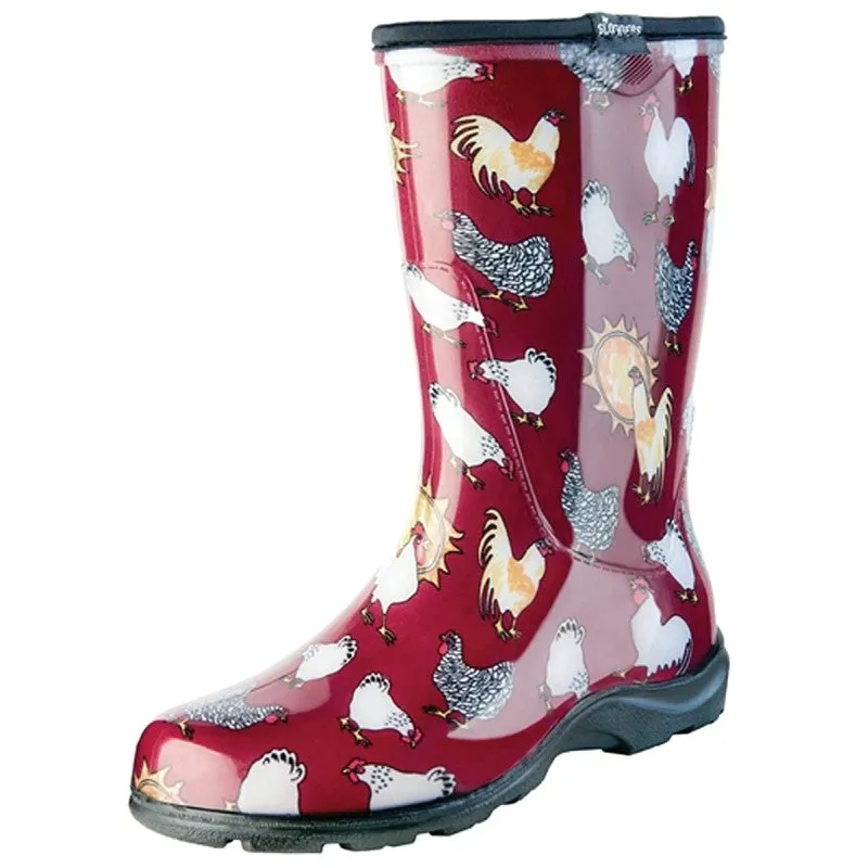 Sloggers 5016CBR-09 Rain and Garden Boots, 9 in, Chicken, Barn Red