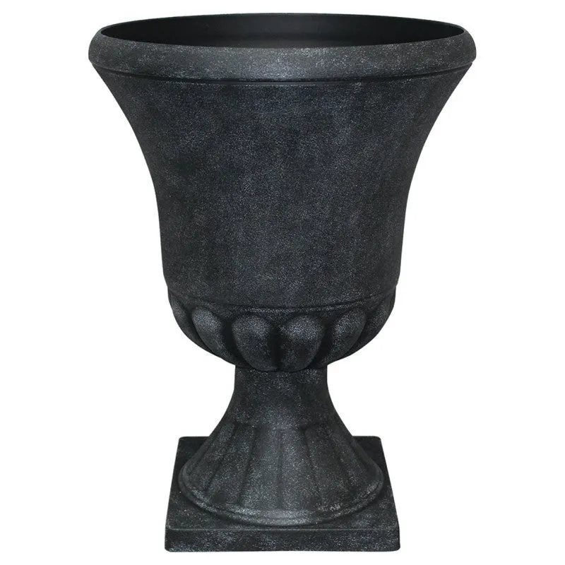 Southern Patio EB-029816 Winston Urn, 21 in H, 16 in W, 16 in D, Resin/Stone Composite, Weathered Black