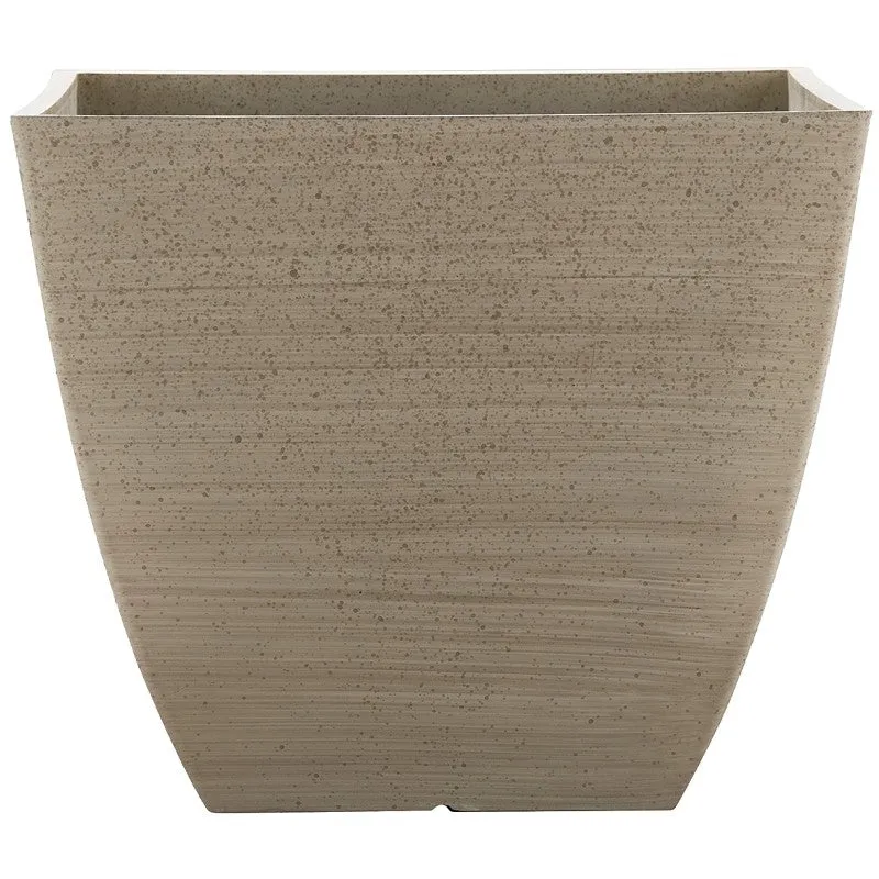 Southern Patio HDR-091660 Newland Planter, 13-1/2 in H, 16 in W, 16 in D, Square, Plastic/Resin, White, Stone Aesthetic