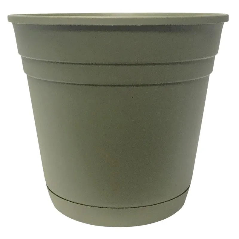 Southern Patio RN0612OG Planter with Saucer, 6 in Dia, Round, Poly Resin, Olive Green, Matte (Pack of 12)