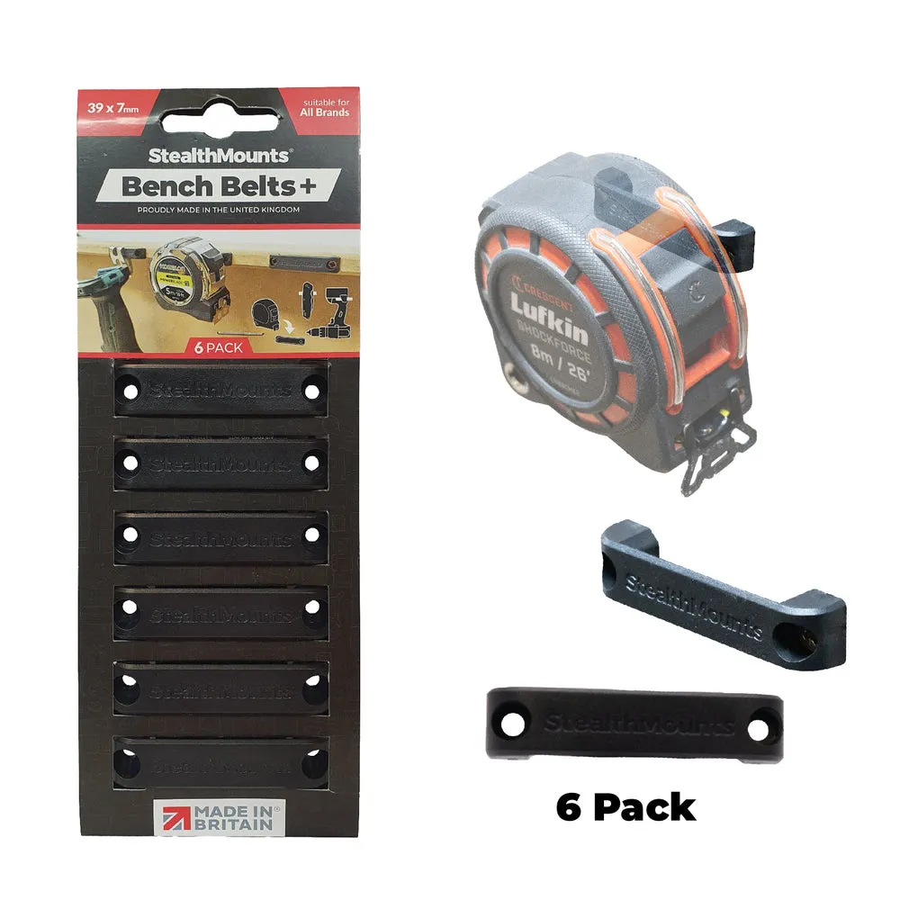 StealthMount BB-PL-BLK-6 Bench Belt+ Universal Tool Holster (6 Pack) Black