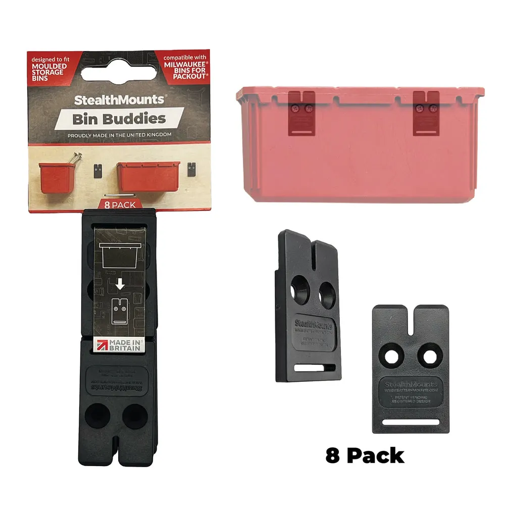 StealthMounts OM-BIN-BLK-8 Bin Buddy (8 Pack) Black