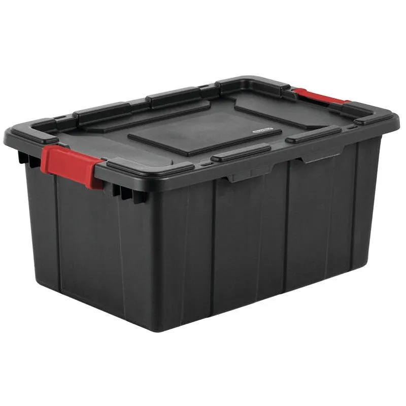 Sterilite 14649006 Industrial Tote, Plastic, Black, 25-3/4 in L, 17-1/4 in W, 11-7/8 in H (Pack of 6)