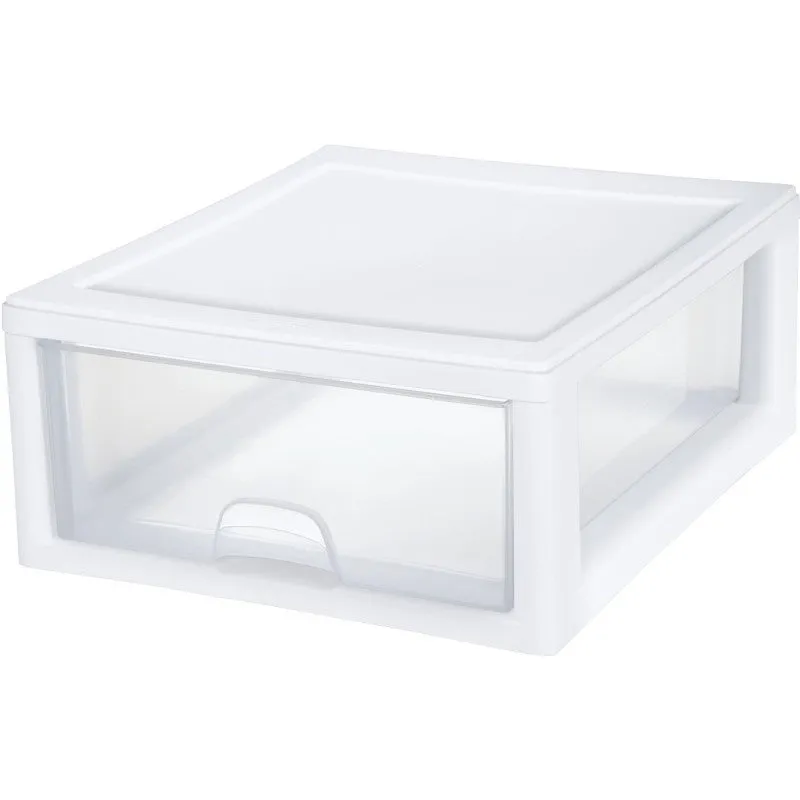 Sterilite 23018006 Stackable Drawer, 16 qt Capacity, 1-Drawer, Plastic, 14-3/8 in OAW, 17 in OAH, 6-7/8 in OAD