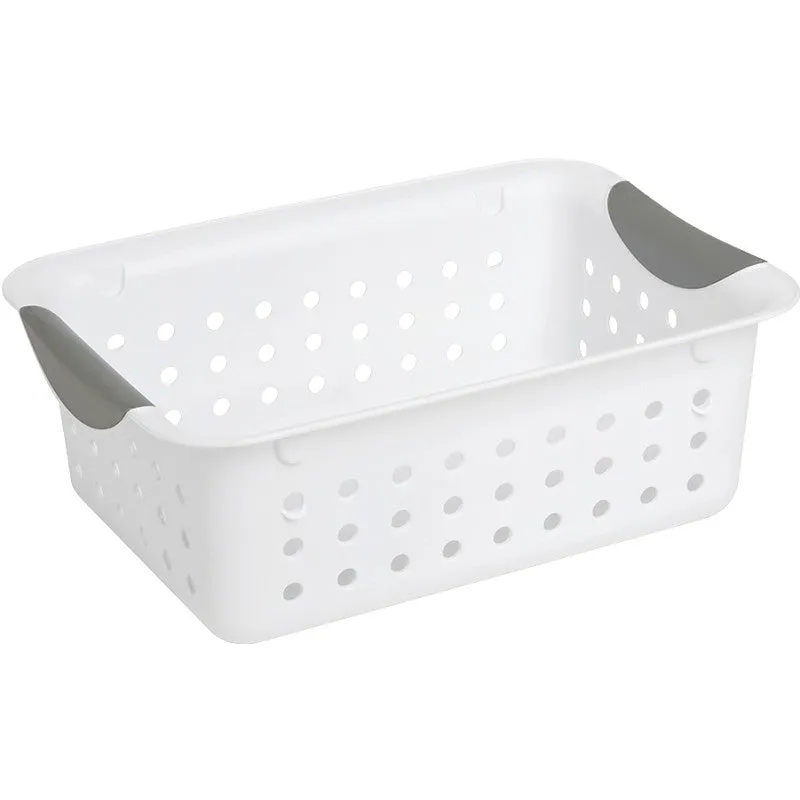 Sterilite Ultra 16228012 Storage Basket, 0.9 cu-ft, Plastic, White (Pack of 12)