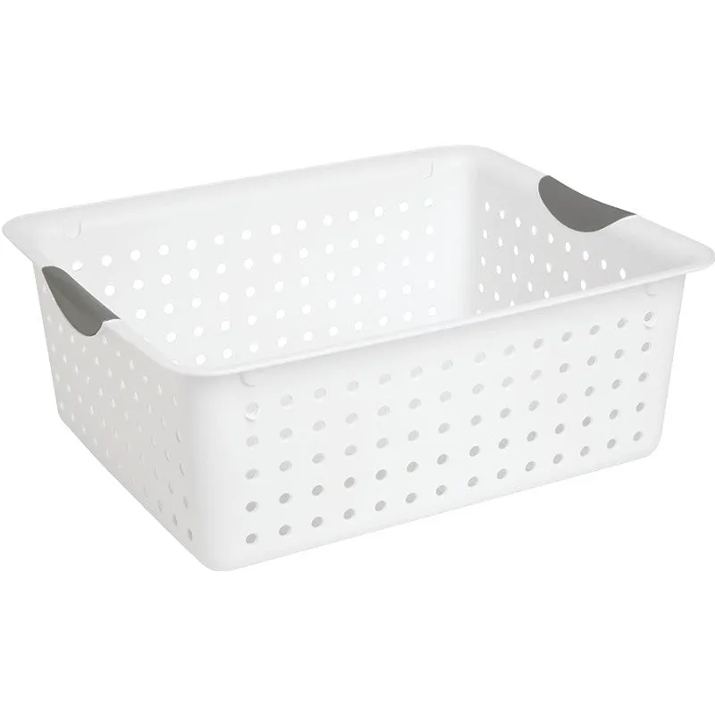 Sterilite Ultra 16268006 Storage Basket, 1.5 cu-ft Capacity, Plastic, White (Pack of 6)