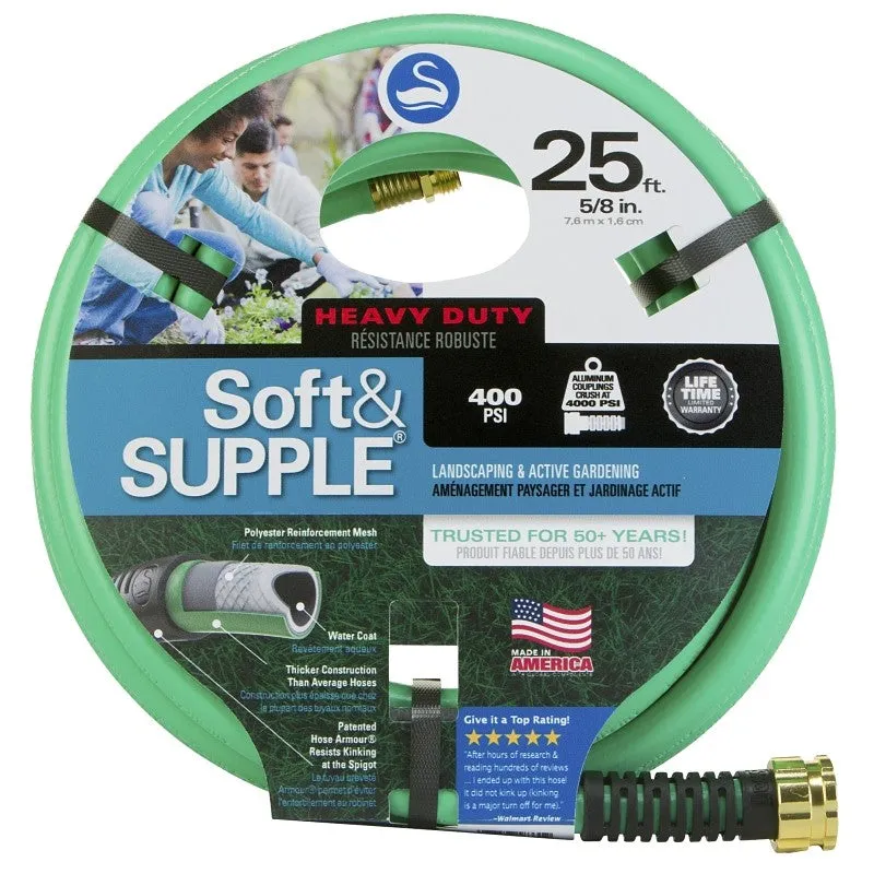 Swan SNSS58025 Garden Hose, 25 ft L, Rubber/Vinyl, Green