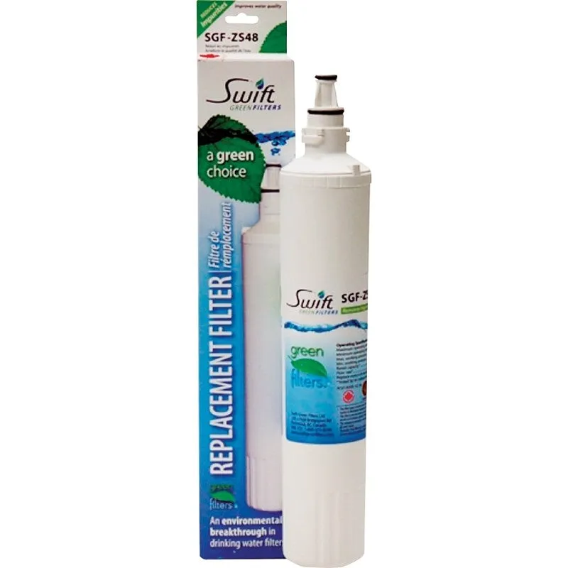 Swift Green Filters SGF-ZS48 Refrigerator Water Filter, 2-1/2 in Dia, 13-1/4 in, 0.5 gpm, 0.5 um Filter