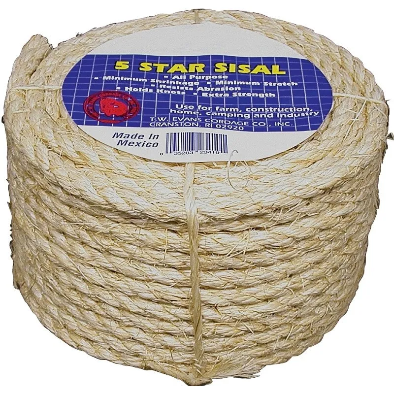 T.W. Evans Cordage 22-400 Fiber Rope, 3/8 in Dia, 732 ft L, Sisal, Natural