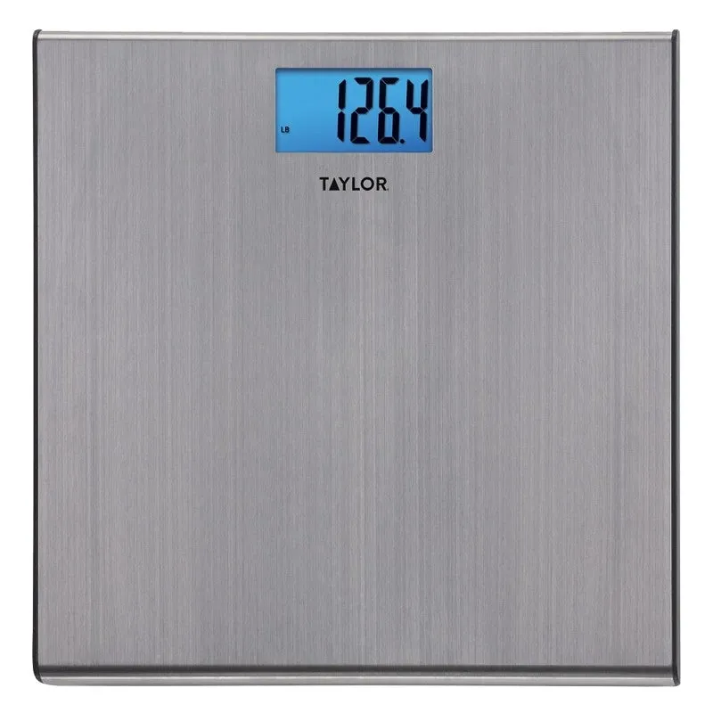 Taylor 74034102 Bathroom Scale, 440 lb Capacity, LCD Display, Silver