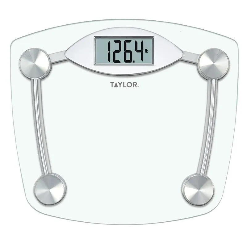 Taylor 75064192 Digital Bathroom Scale, 400 lb Capacity, LCD Display, Glass Housing Material, Clear, 13 in OAW (Pack of 2)