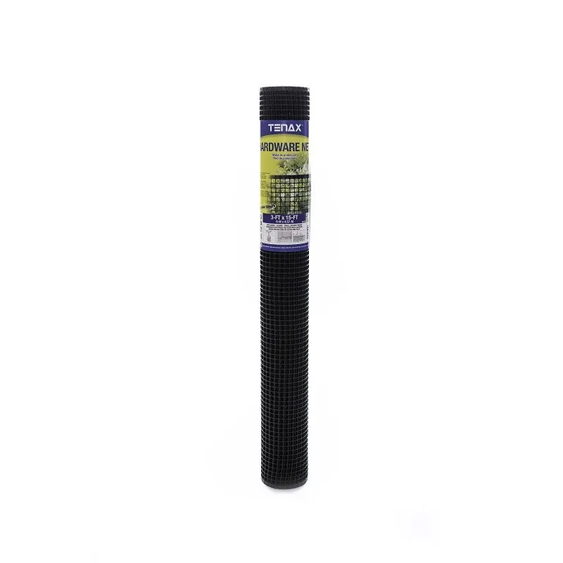 Tenax 751397 Hardware Net, 15 ft L, Quadrangular Mesh, 4 x 4 in Mesh, Polyethylene, Black