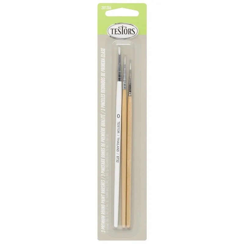 Testors 281206 Premium Brush Assortment, Wood Handle