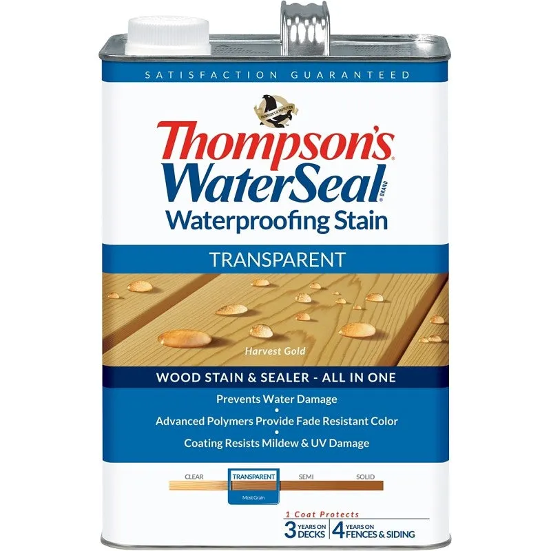 Thompson’s WaterSeal TH.091201-16 Wood Sealer, Transparent, Liquid, Harvest Gold, 1 gal (Pack of 4)