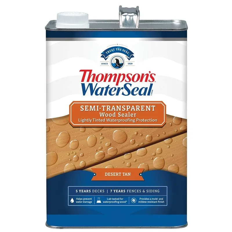 Thompson’s WaterSeal TH.092701-16 Waterproofing Stain, Semi-Transparent, Desert Tan, 1 gal (Pack of 4)