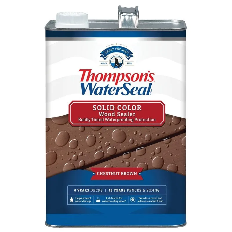 Thompson’s WaterSeal TH.093301-16 Wood Sealer, Solid, Liquid, Chestnut Brown, 1 gal (Pack of 4)