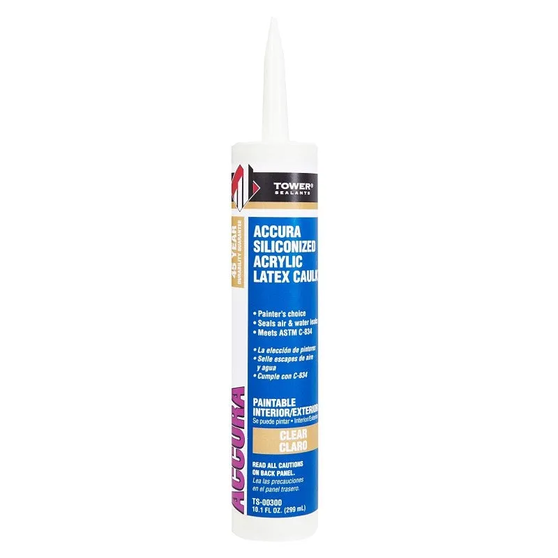 Tower Sealants ACCURA TS-00300 Silicone Caulk, Clear, 7 to 14 days Curing, 40 to 140 deg F, 10.1 fl-oz Tube (Pack of 12)