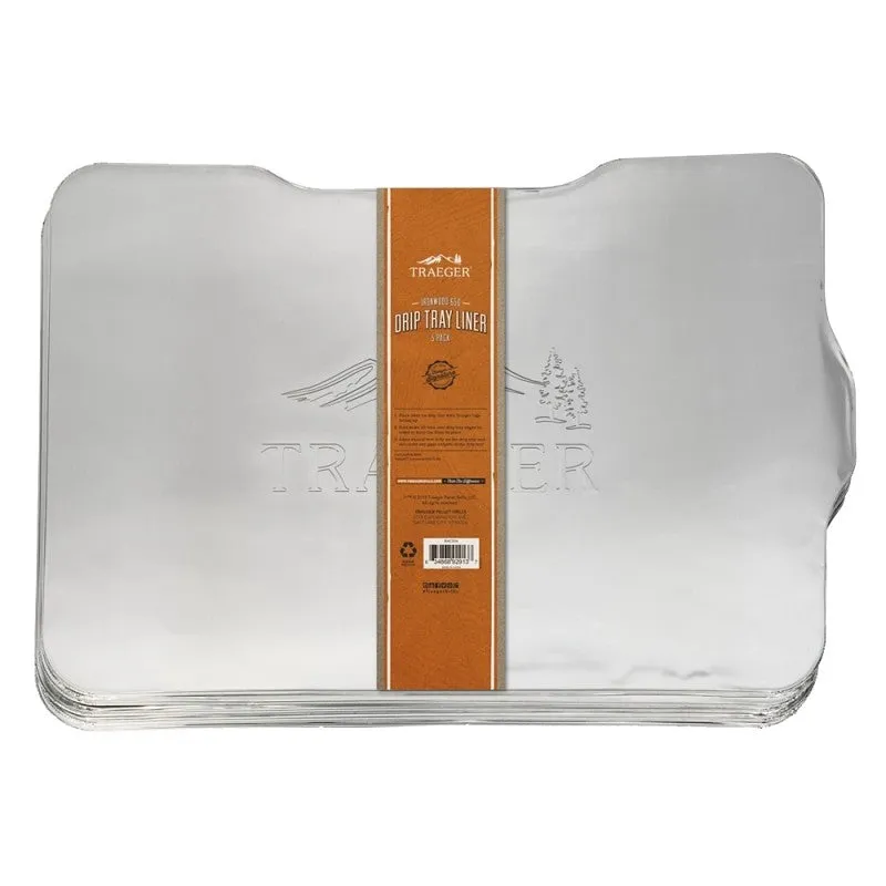 Traeger BAC506 Drip Tray Liner, For: Ironwood 650 Grill, Aluminum, 5/PK