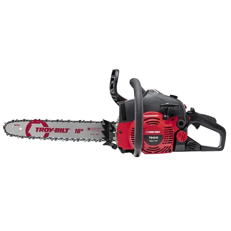 Troy-Bilt 41AY4216766 Chainsaw, Gas, 42 cc Engine Displacement, 2-Stroke, Air Cooled, Full Crank Engine, 16 in L Bar