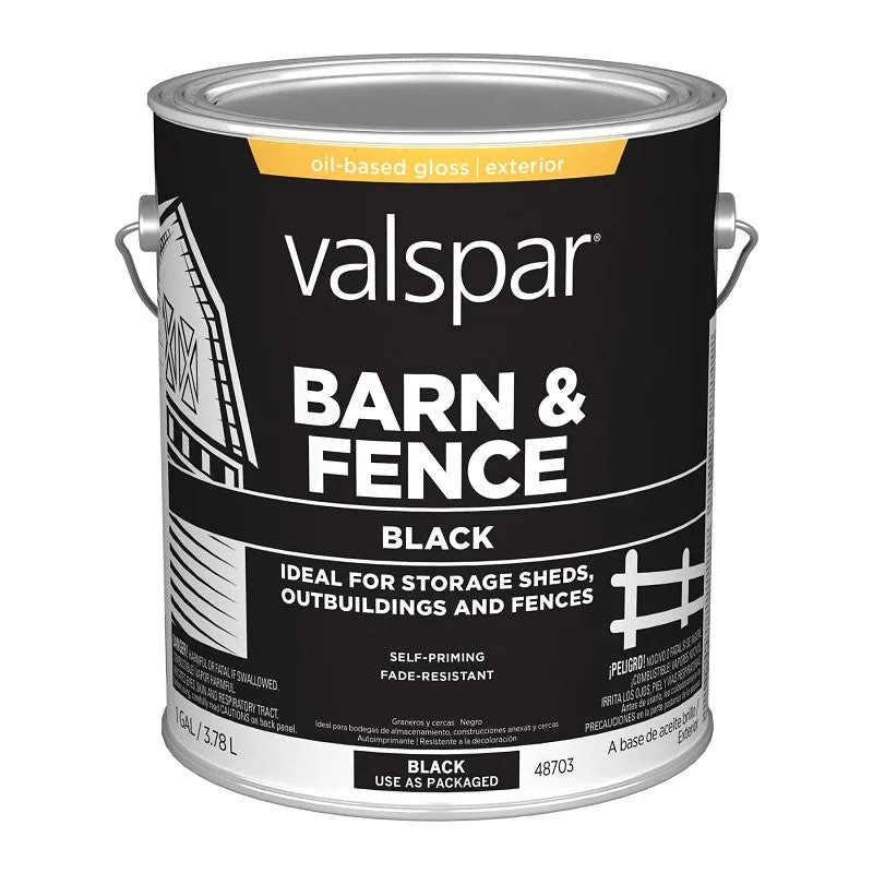 Valspar 009.0000703.007 Exterior Paint, Oil, Gloss, Black, 1 gal, 400 sq-ft/gal Coverage Area (Pack of 4)
