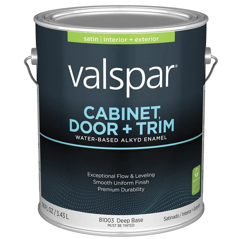 Valspar 8100 028.0081003.007 Cabinet, Door and Trim Paint Enamel, Water Base, Satin Sheen, Deep Base, 1 gal (Pack of 4)