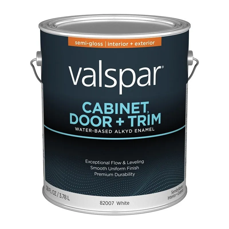 Valspar 8200 028.0082007.007 Cabinet, Door and Trim Paint Enamel, Water Base, Semi-Gloss Sheen, White Base, 1 gal (Pack of 4)