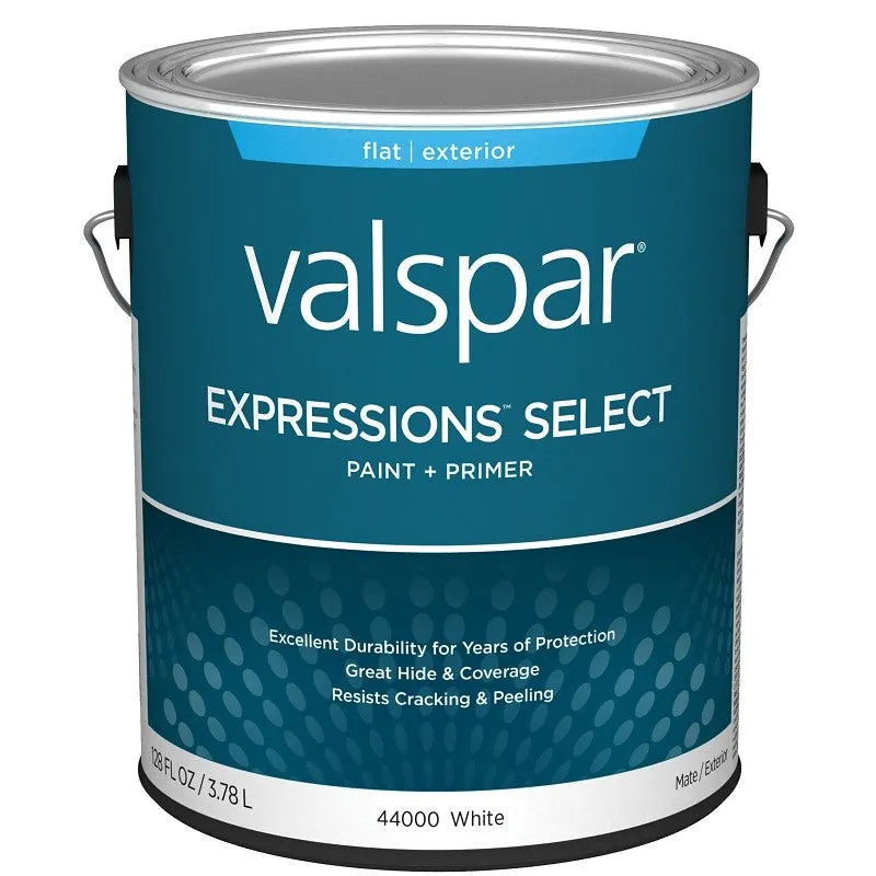 Valspar Expressions Select 4400 028.0044000.007 Latex Paint, Acrylic Base, Flat Sheen, White Base, 1 gal (Pack of 4)