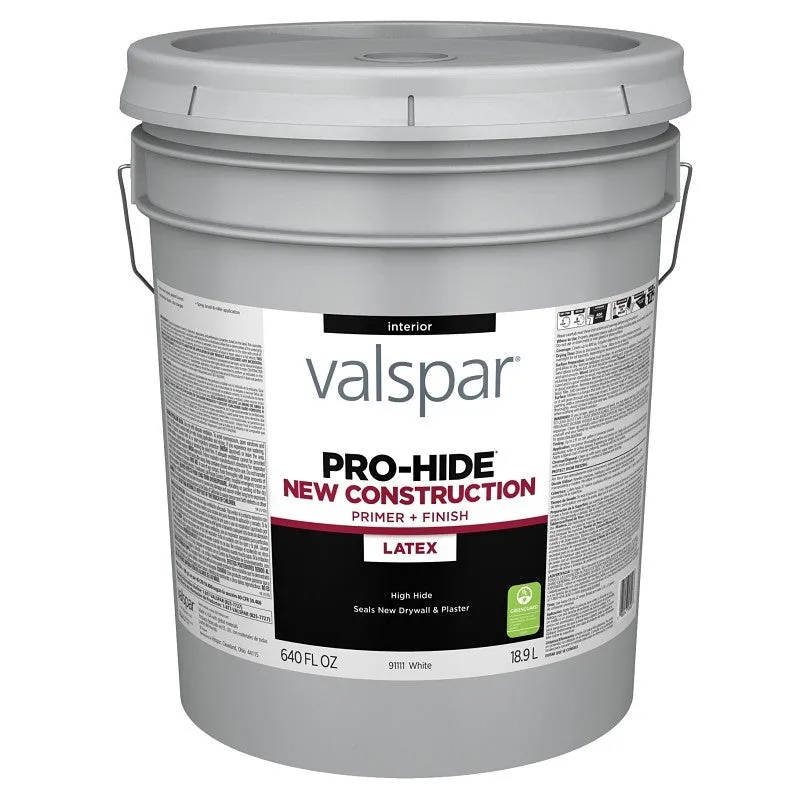 Valspar PRO-HIDE 91111 Series 028.0091111.008 Interior New Construction Primer, White, 5 gal, Pail