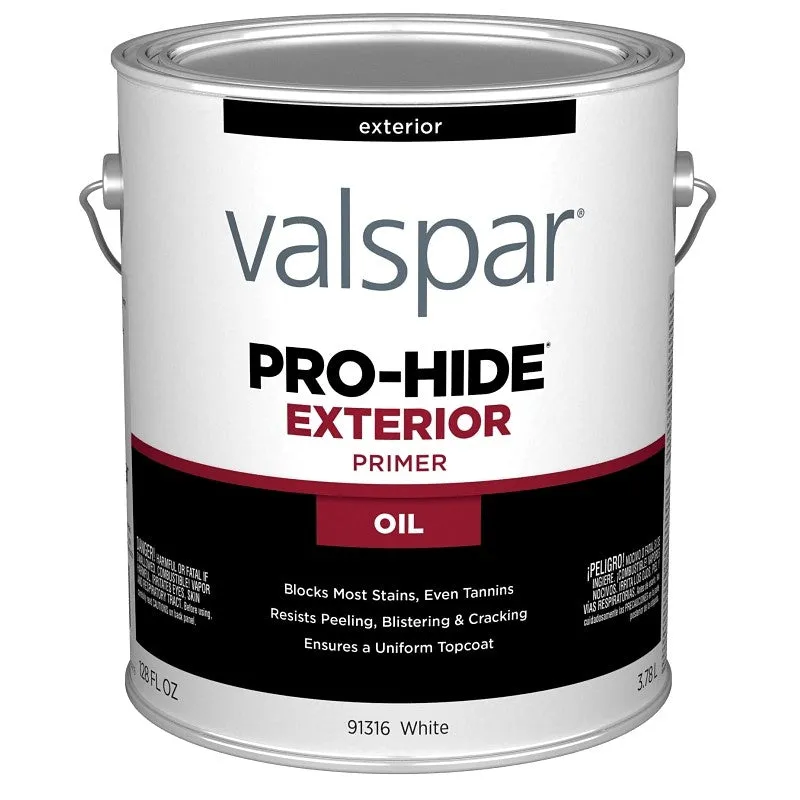 Valspar Pro-Hide 91316 028.0091316.007 Exterior Oil Primer, White, 1 gal, Metal Pail (Pack of 4)