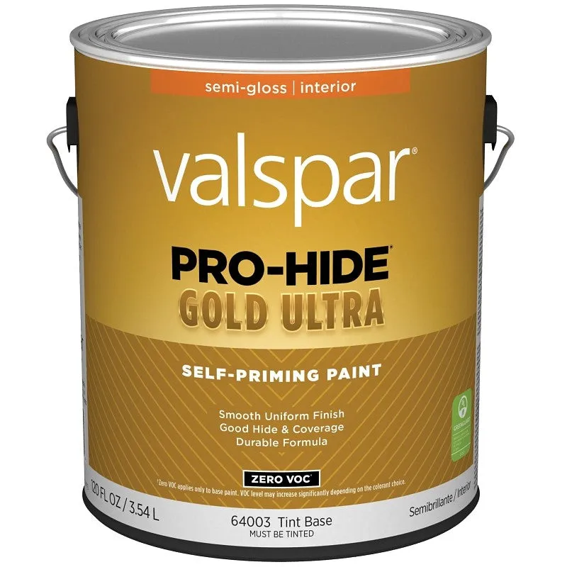Valspar Pro-Hide Gold Ultra 6400 028.0064003.007 Latex Paint, Acrylic Base, Semi-Gloss Sheen, Tint White, 1 gal (Pack of 4)