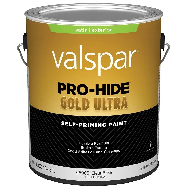 Valspar Pro-Hide Gold Ultra 6600 028.0066003.007 Latex Paint, Acrylic Base, Satin Sheen, Clear Base, 1 gal (Pack of 4)