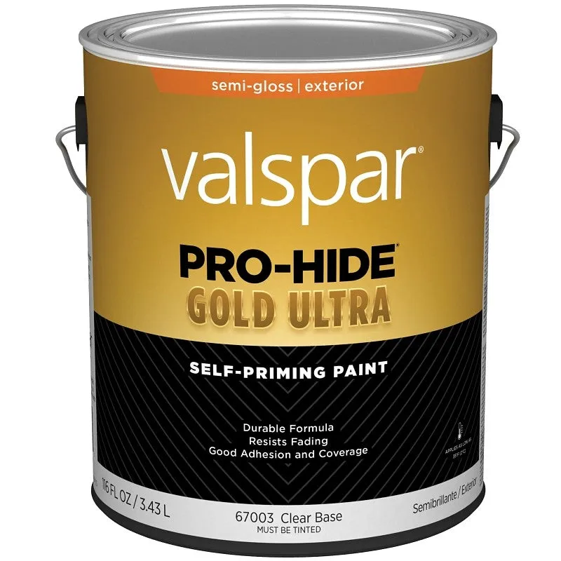 Valspar Pro-Hide Gold Ultra 6700 028.0067003.007 Latex Paint, Acrylic Base, Semi-Gloss Sheen, Clear Base, 1 gal (Pack of 4)